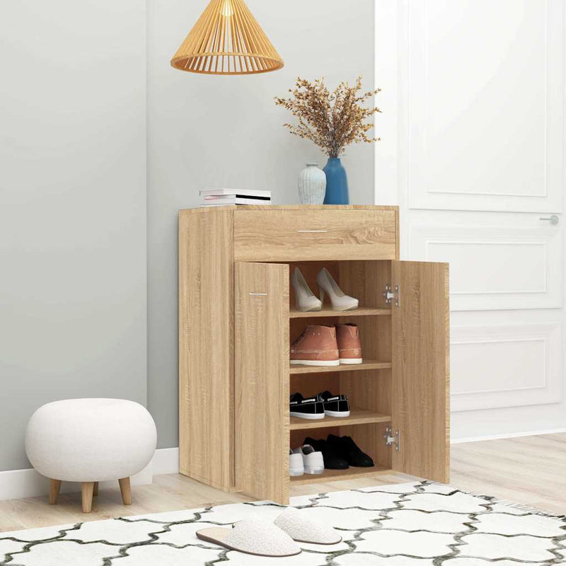 Afbeelding laden in galerijviewer, Vidaxl schoenenkast 60x35x84 cm bewerkt hout sonoma eikenkleurig

