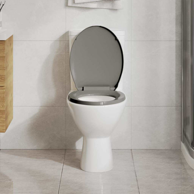 Afbeelding laden in galerijviewer, Vidaxl toiletbril soft-close ovaal grijs
