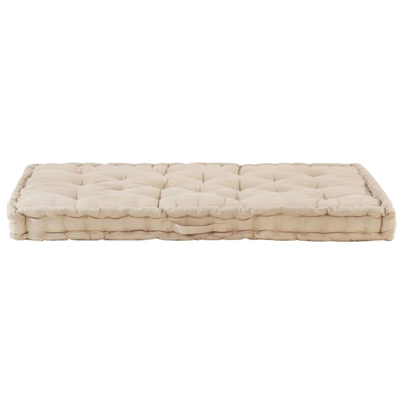 Afbeelding laden in galerijviewer, Vidaxl palletvloerkussen 120x80x10 cm katoen beige
