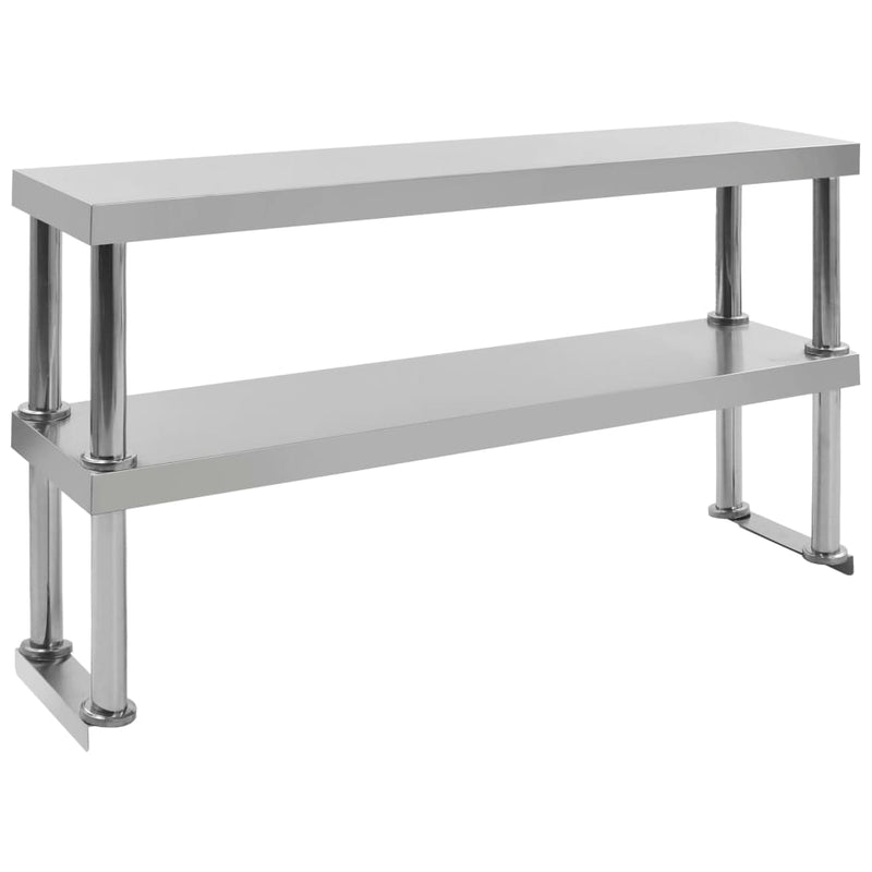 Afbeelding laden in galerijviewer, Vidaxl verhoging voor werktafel 2-laags 120x30x65 cm roestvrij staal
