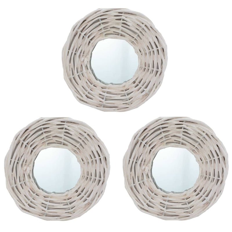Afbeelding laden in galerijviewer, Vidaxl spiegels 3 st 15 cm wicker wit

