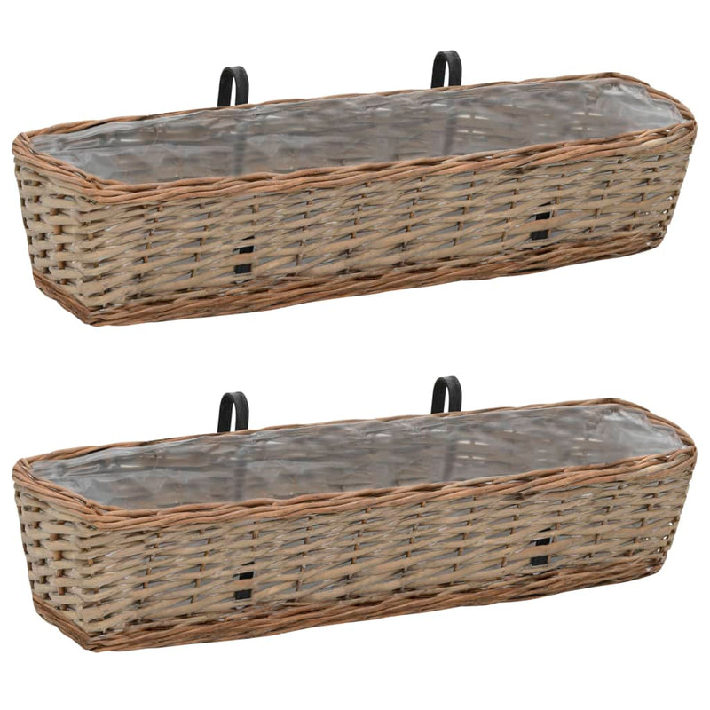 Afbeelding laden in galerijviewer, Vidaxl balkonbakken 2 st 80 cm wicker met pe-voering
