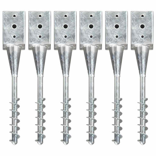Vidaxl grondpinnen 6 st 9x9x56 cm gegalvaniseerd staal zilverkleurig