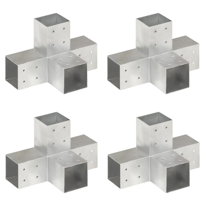 Afbeelding laden in galerijviewer, Vidaxl paalverbindingen 4 st x-vorm 81x81 mm gegalvaniseerd metaal
