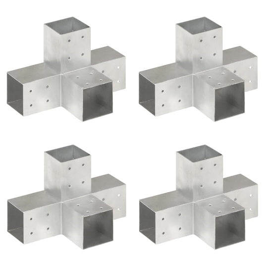 Vidaxl paalverbindingen 4 st x-vorm 81x81 mm gegalvaniseerd metaal