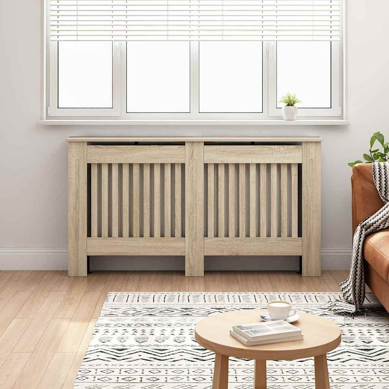 Afbeelding laden in galerijviewer, Vidaxl radiatorombouw 152x19x81,5 cm bewerkt hout
