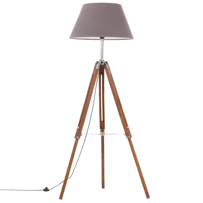 Afbeelding laden in galerijviewer, Vidaxl vloerlamp driepoot 141 cm massief teakhout honingbruin en grijs
