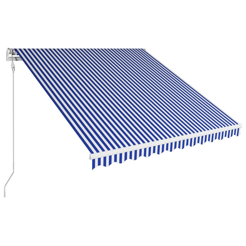 Afbeelding laden in galerijviewer, VidaXL Luifel automatisch uittrekbaar 350x250 cm blauw en wit
