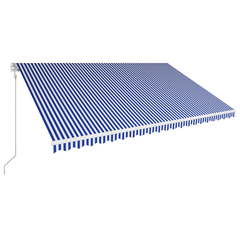 Afbeelding laden in galerijviewer, VidaXL Luifel automatisch uittrekbaar 500x300 cm blauw en wit
