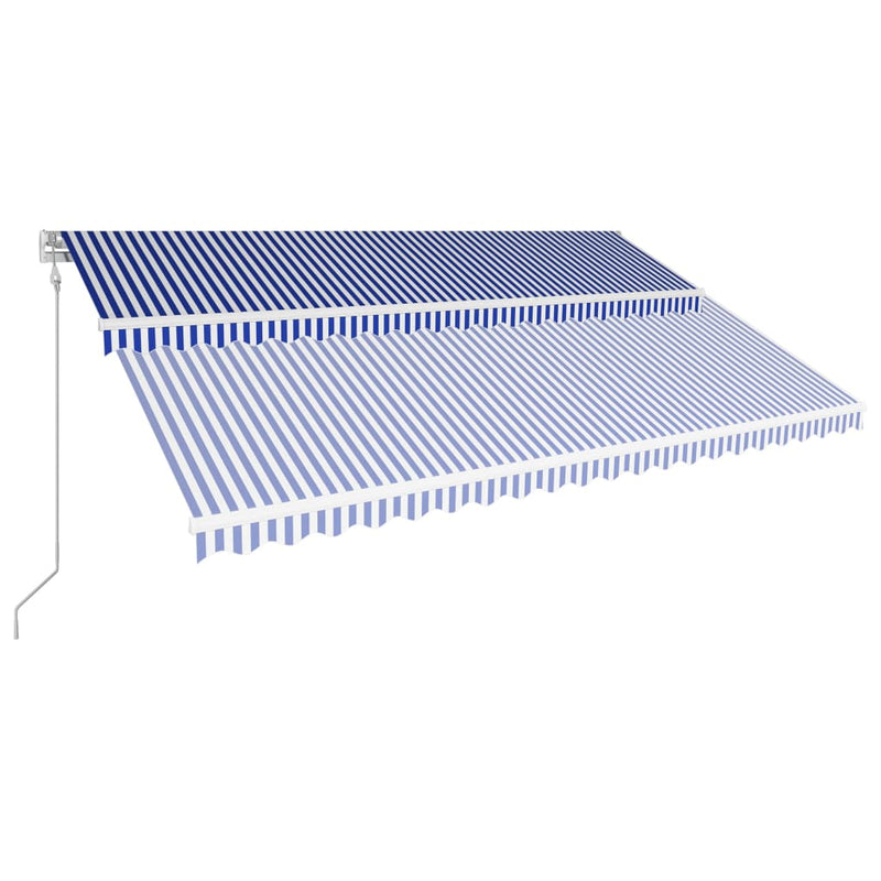 Afbeelding laden in galerijviewer, VidaXL Luifel automatisch uittrekbaar 500x300 cm blauw en wit
