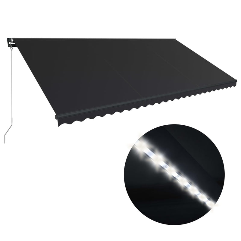 Afbeelding laden in galerijviewer, VidaXL Luifel handmatig uittrekbaar met LED 600x300 cm antraciet
