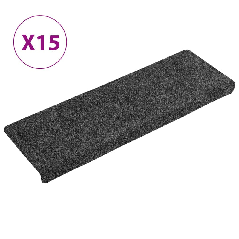 Afbeelding laden in galerijviewer, Vidaxl trapmatten zelfklevend 15 stuks 65x21x4 cm grijs rechthoekige rand
