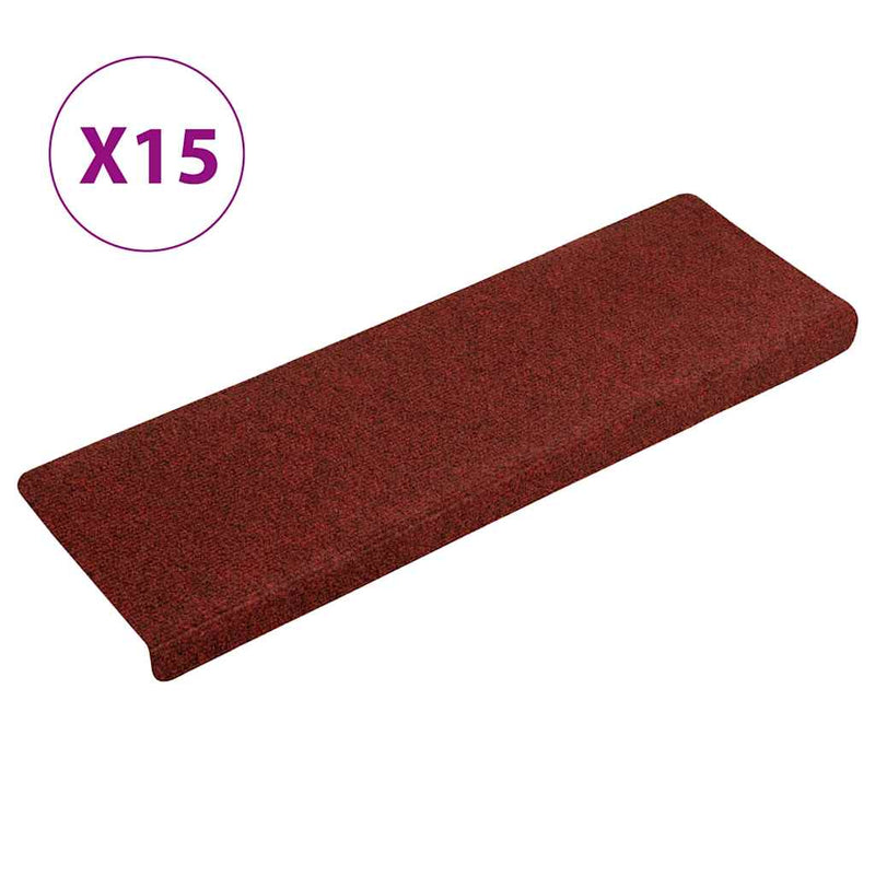 Afbeelding laden in galerijviewer, Vidaxl trapmatten zelfklevend 15 stuks 65x21x4 cm bordeaux rood rechthoekige rand
