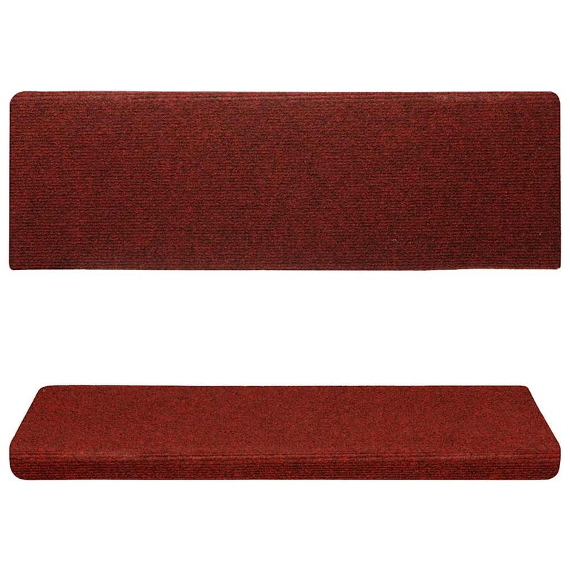 Afbeelding laden in galerijviewer, Vidaxl trapmatten zelfklevend 15 stuks 65x21x4 cm bordeaux rood rechthoekige rand
