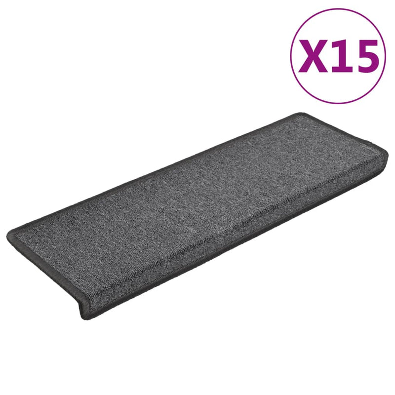 Afbeelding laden in galerijviewer, Vidaxl trapmatten 15 st 65x21x4 cm donkergrijs rechthoekige rand
