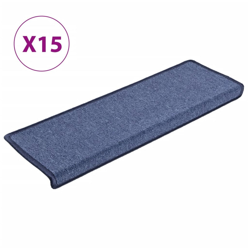 Afbeelding laden in galerijviewer, Vidaxl trapmatten 15 st 65x21x4 cm blauw rechthoekige rand

