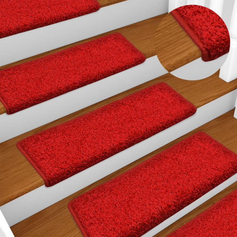 Afbeelding laden in galerijviewer, Vidaxl trapmatten 15 st 65x21x4 cm rood rechthoekige rand
