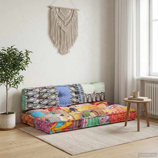 Vidaxl bankkussen pallet stof patchwork meerkleurig
