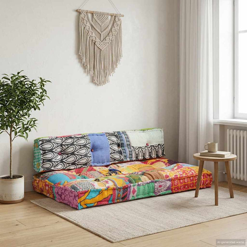 Afbeelding laden in galerijviewer, Vidaxl bankkussen pallet stof patchwork meerkleurig

