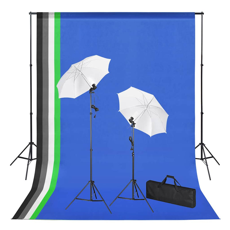 Afbeelding laden in galerijviewer, Vidaxl fotostudioset met achtergronden, lampen en paraplu's
