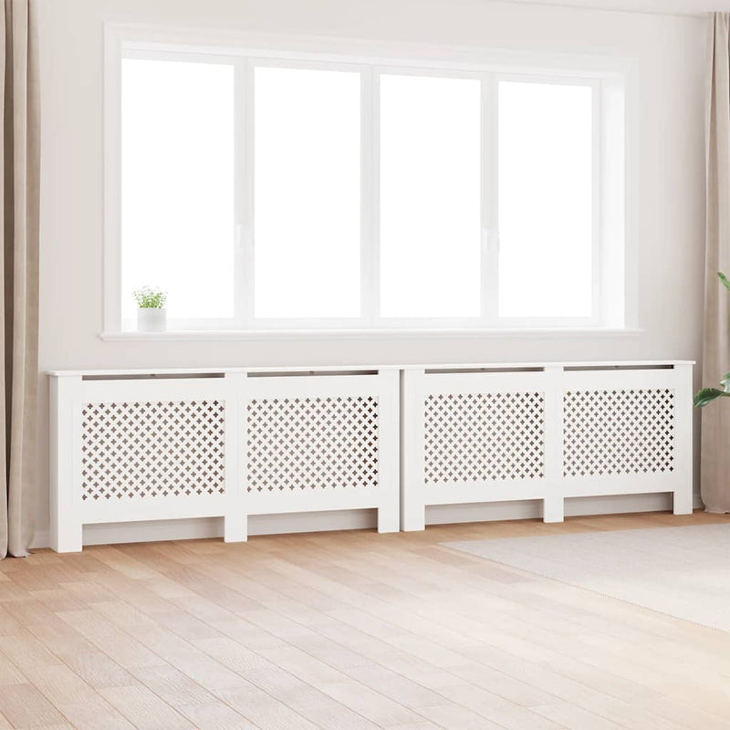 Afbeelding laden in galerijviewer, Vidaxl radiatorombouwen 2 st 172x19x81,5 cm mdf wit
