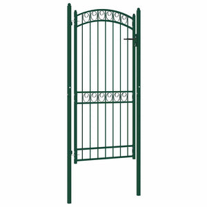Vidaxl poort met gebogen bovenkant 102x136 cm staal groen
