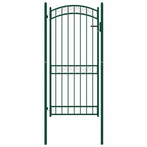 Vidaxl poort met gebogen bovenkant 102x136 cm staal groen