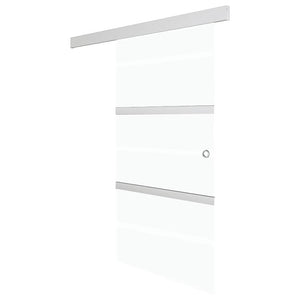 Vidaxl schuifdeur 76x212 cm esg-glas en aluminium zilverkleurig