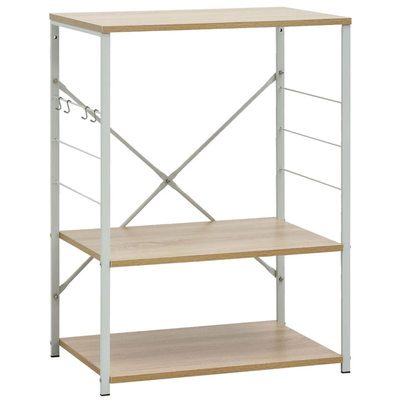 Afbeelding laden in galerijviewer, Vidaxl magnetronkast 60x39,6x79,5 cm bewerkt hout wit en eikenkleurig
