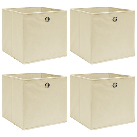 Vidaxl opbergboxen 4 st 32x32x32 cm stof crèmekleurig