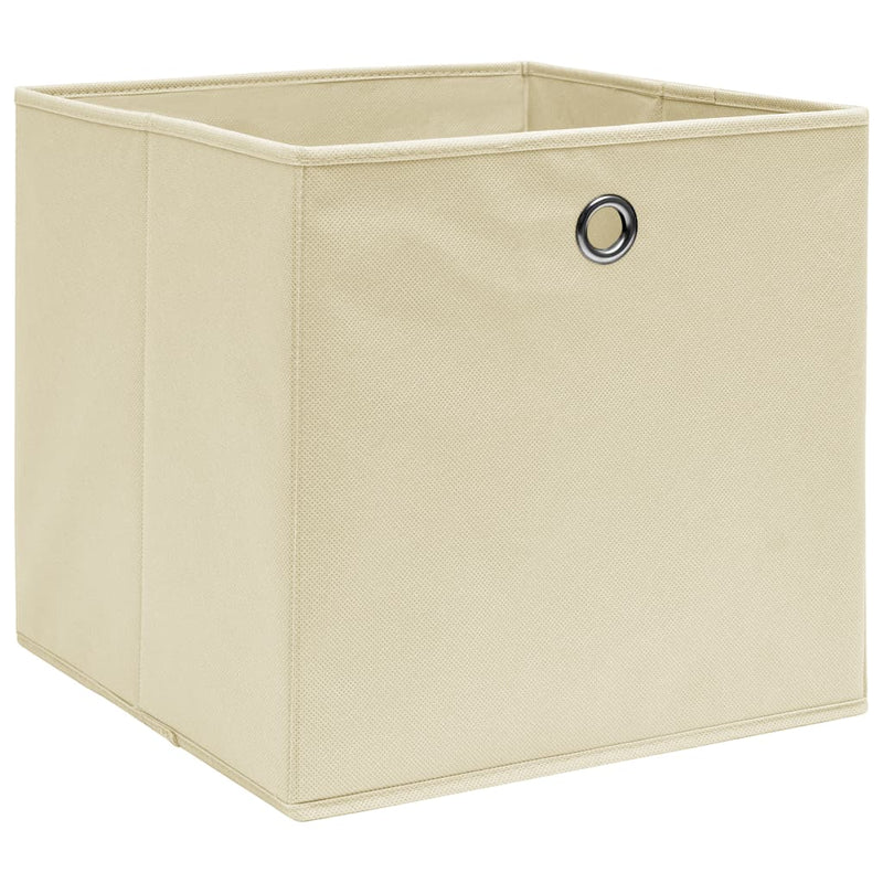 Afbeelding laden in galerijviewer, Vidaxl opbergboxen 4 st 32x32x32 cm stof crèmekleurig
