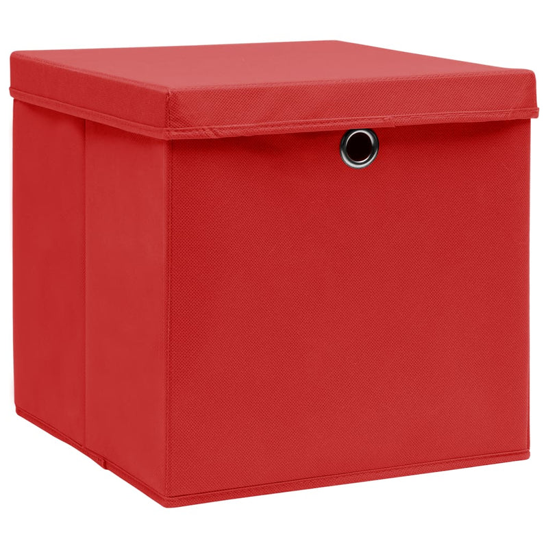Afbeelding laden in galerijviewer, Vidaxl opbergboxen met deksel 10 st 32x32x32 cm stof wit
