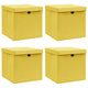 Vidaxl opbergboxen met deksel 4 st 32x32x32 cm stof geel