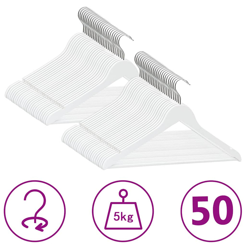 Afbeelding laden in galerijviewer, Vidaxl 50-delige kledinghangerset anti-slip hardhout wit
