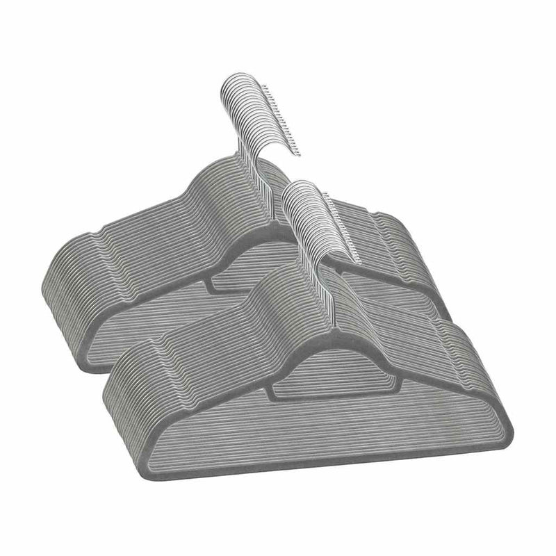 Afbeelding laden in galerijviewer, Vidaxl 50-delige kledinghangerset anti-slip fluweel grijs
