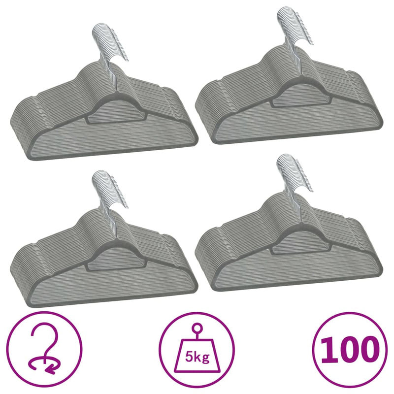 Afbeelding laden in galerijviewer, Vidaxl 100-delige kledinghangerset anti-slip fluweel grijs
