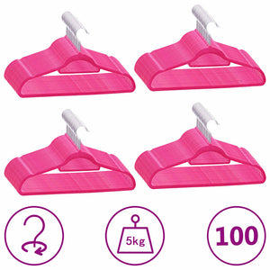 Vidaxl 100-delige kledinghangerset anti-slip fluweel roze