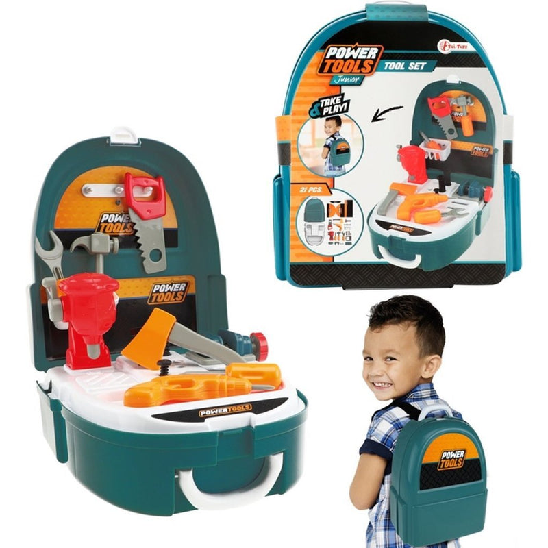Afbeelding laden in galerijviewer, Toi-toys power tools gereedschapsset in rugzak
