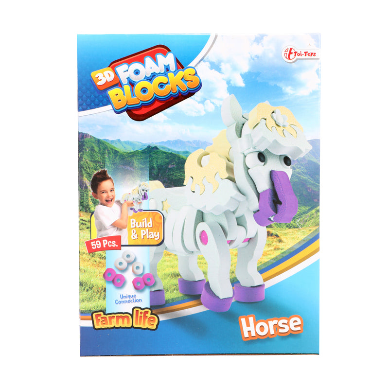 Afbeelding laden in galerijviewer, Toi-toys 3d puzzel constuksructiefoam paard diy set s

