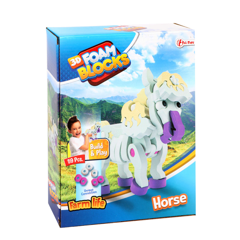 Afbeelding laden in galerijviewer, Toi-toys 3d puzzel constuksructiefoam paard diy set s
