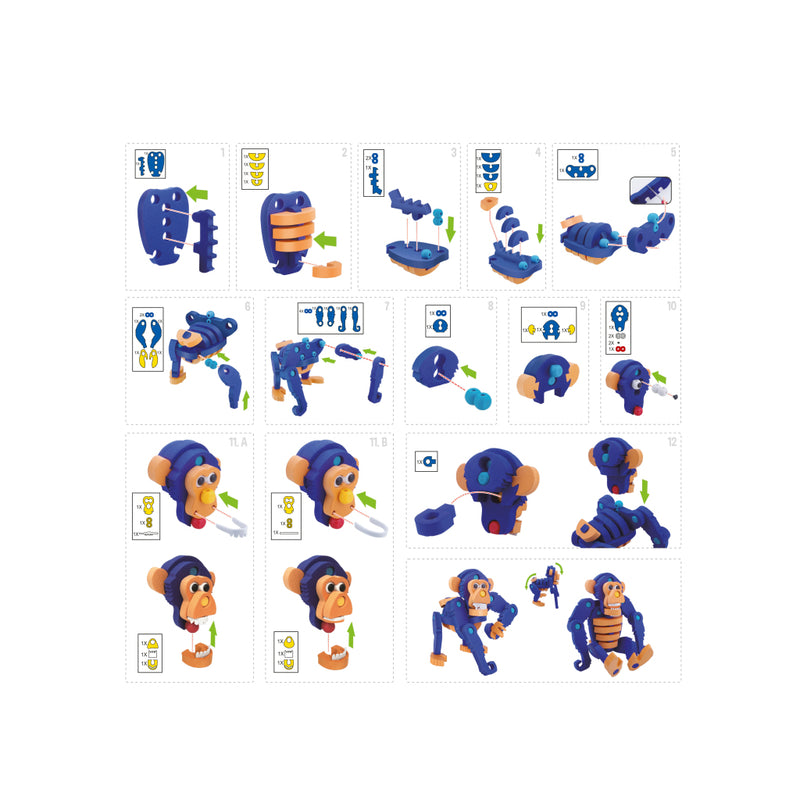 Afbeelding laden in galerijviewer, Toi-toys knutselpuzzel aap junior 25,8 cm blauw 59-delig
