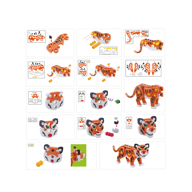 Afbeelding laden in galerijviewer, Toi-toys 3d puzzel tijger junior 31,5 cm foam oranje 121-delig
