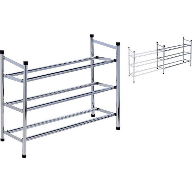Afbeelding laden in galerijviewer, Basic Uitschuifbaar Schoenenrek 3-Laags RVS 61,5-115x50 cm
