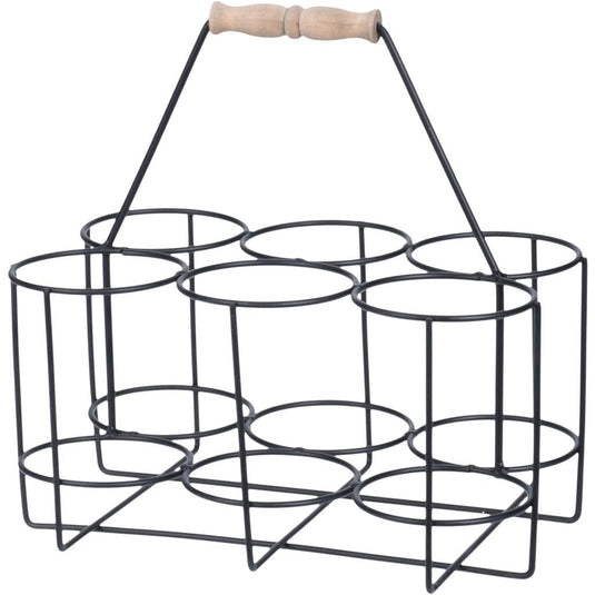 Home styling wijnflesfhouder 30x13x27 cm metaal zwart