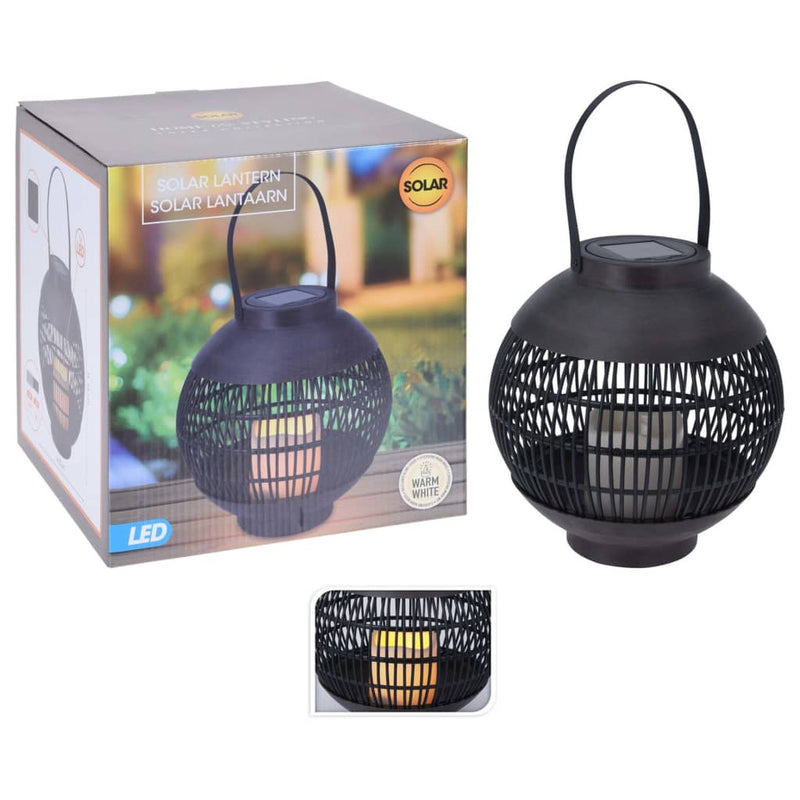 Afbeelding laden in galerijviewer, Progarden lantaarn met kaars solar led rattan zwart
