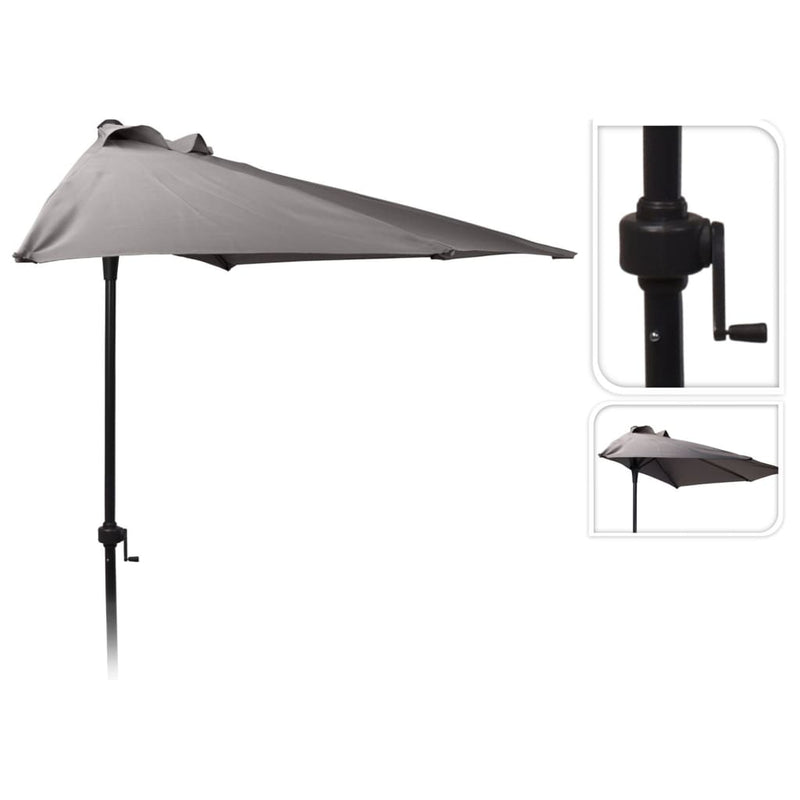 Afbeelding laden in galerijviewer, ProGarden ProGarden Parasol halfrond 250 cm houtskoolkleurig
