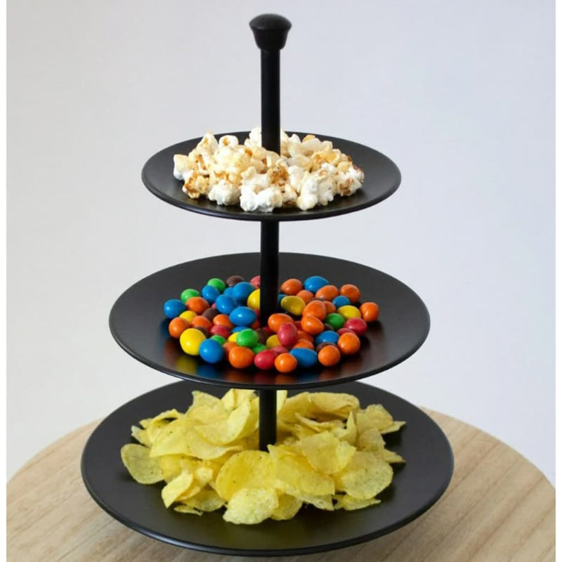 Afbeelding laden in galerijviewer, Excellent houseware etagère 3-laags 36,5 cm matzwart
