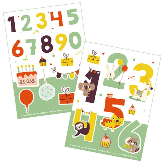 Bora stickervellen 2 x a6. numbers. (5 | 5 stuks