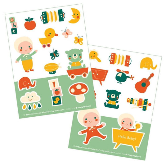 Bora stickervellen 2 x a6. hello baby. | 5 stuks