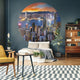 Wallart behangcirkel skyline by night 190 cm